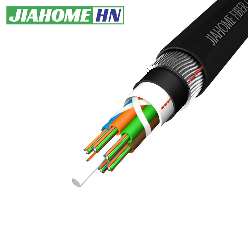 Câble à fibre optique (GYTA33) rempli de gel, double gaine, blindé en fil d'acier